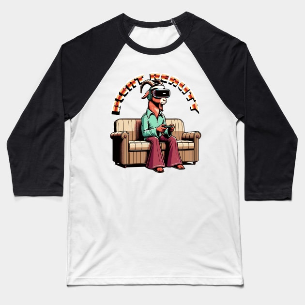 Goat Gamer - Virtual Retro Escape Baseball T-Shirt by TimeWarpWildlife